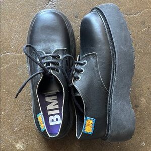 BIMBA Y LOLA Goth Leather Platform Shoes Made in Spain